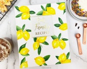 Hardcover Kitchen Recipe Journal, Recipe Book, Lemons Family Cookbook, Gift for mom, Recipe Storage, Gift for her, Housewarming Recipes book