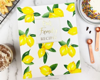 Hardcover Kitchen Recipe Journal, Recipe Book, Lemons Family Cookbook, Gift for mom, Recipe Storage, Gift for her, Housewarming Recipes book