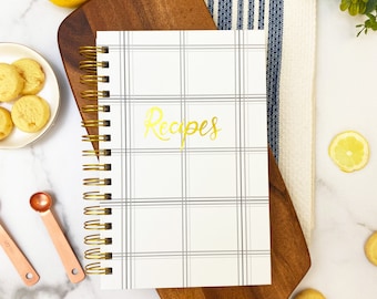 Plaid Hardcover Kitchen Recipe Journal Cookbook, Recipe Book Gift for her Family Recipes wedding gift housewarming gift Valentine's Day Gift