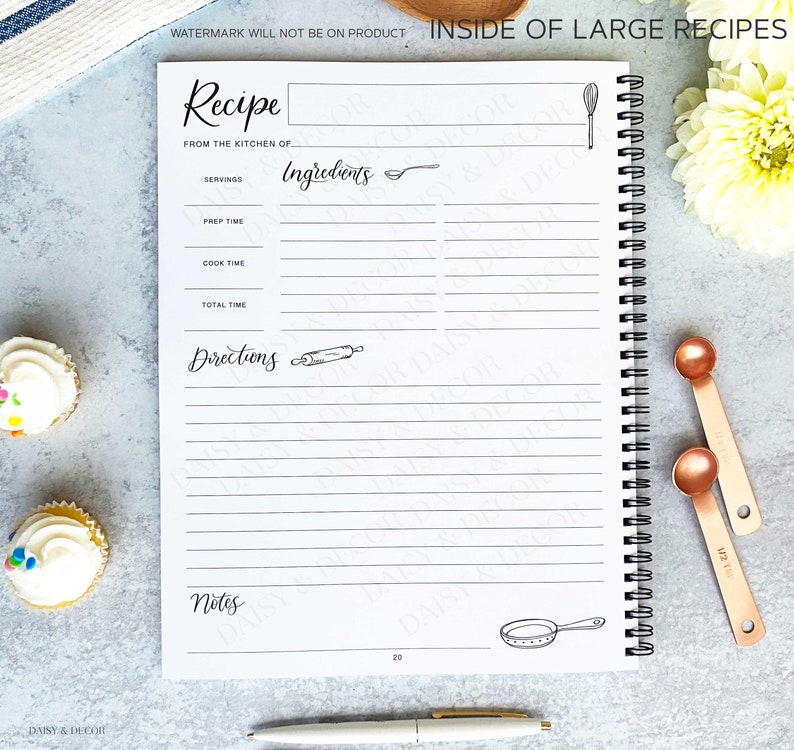 Blank Recipe Notebook Large Recipe Book Kitchen Utensils Etsy
