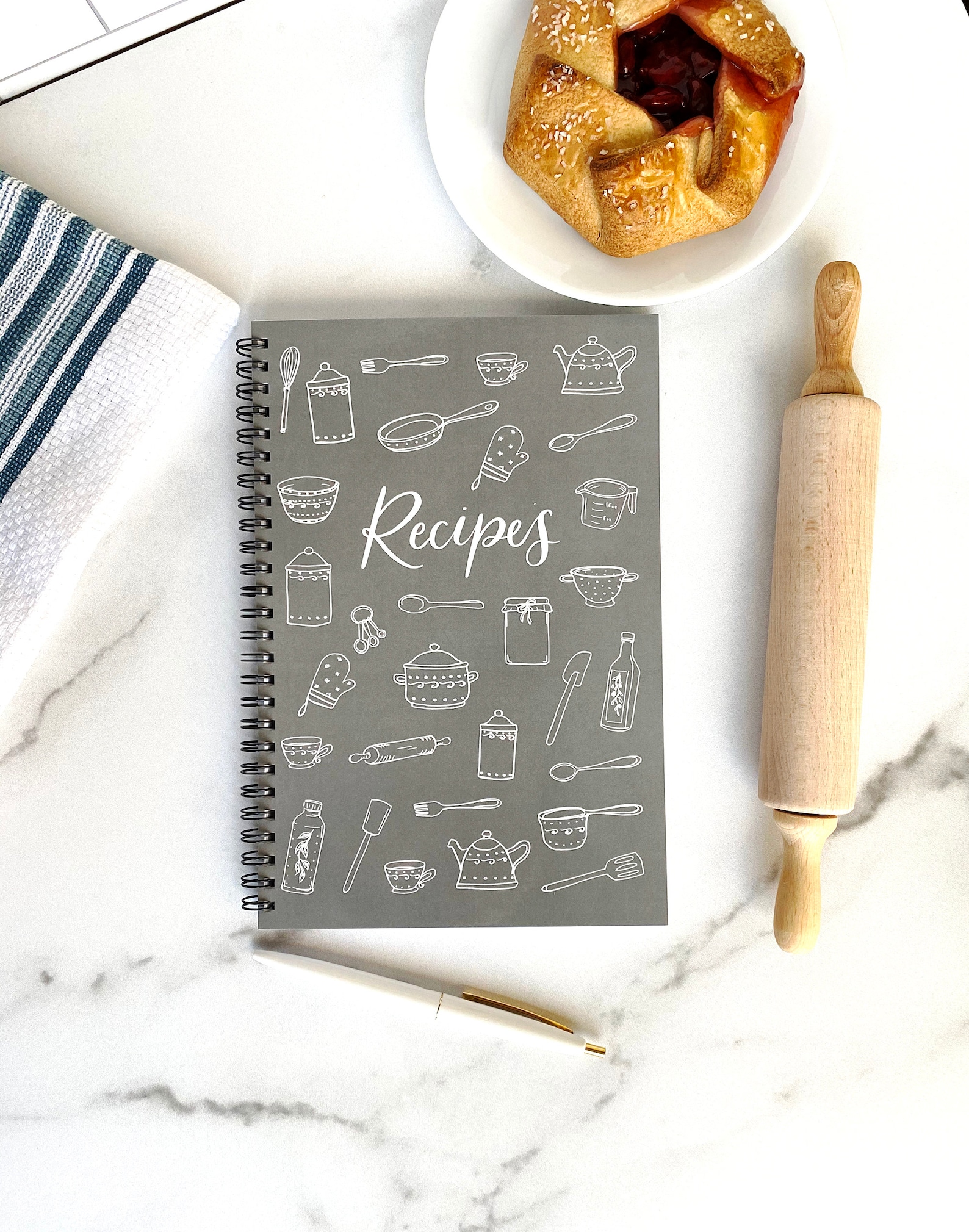 Blank recipe notebook large recipe book kitchen utensils etsy uk