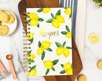 Recipe Book to write in with gift box, christmas Gift, Blank Hardcover Kitchen Recipe Journal Cookbook Lemons gift for her