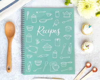 Blank Recipe Notebook Large Recipe Book Kitchen Utensils Recipe Journal, Kitchen organization Gift for him Gift for her Mothers day  Gift