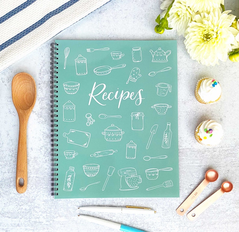 Blank Recipe Notebook Large Recipe Book Kitchen Utensils Recipe Journal, Kitchen organization Gift for him Gift for her Mothers day  Gift 