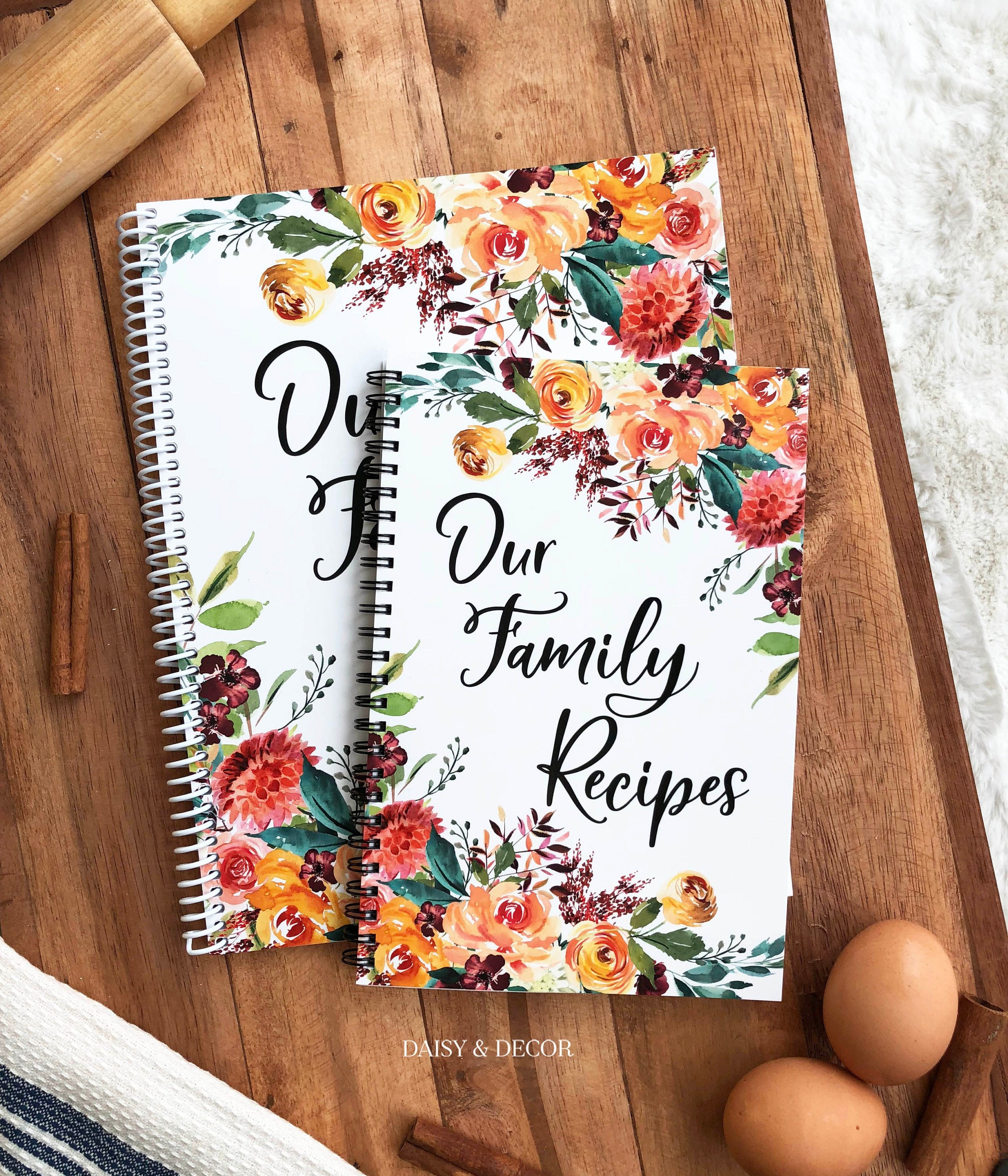 Kitchen Recipe Journal Cookbook, Recipe Book, Floral Gift for her, Fa…