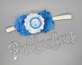 elsa hair bow flower headband white blue elsa