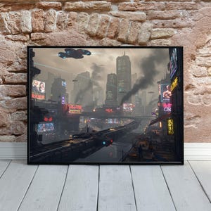 Neo Tokyo Nights - Cyberpunk Cityscape Digital Wall Art, Futuristic Neon City Print, Blade Runner Aesthetic AI Art, Instant Download