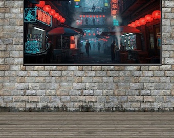 Samsung Frame TV Art | Cyberpunk Neon Nights 8 Image Bundle - Futuristic Cityscape Digital Download - TheFrame TV Tech Collection