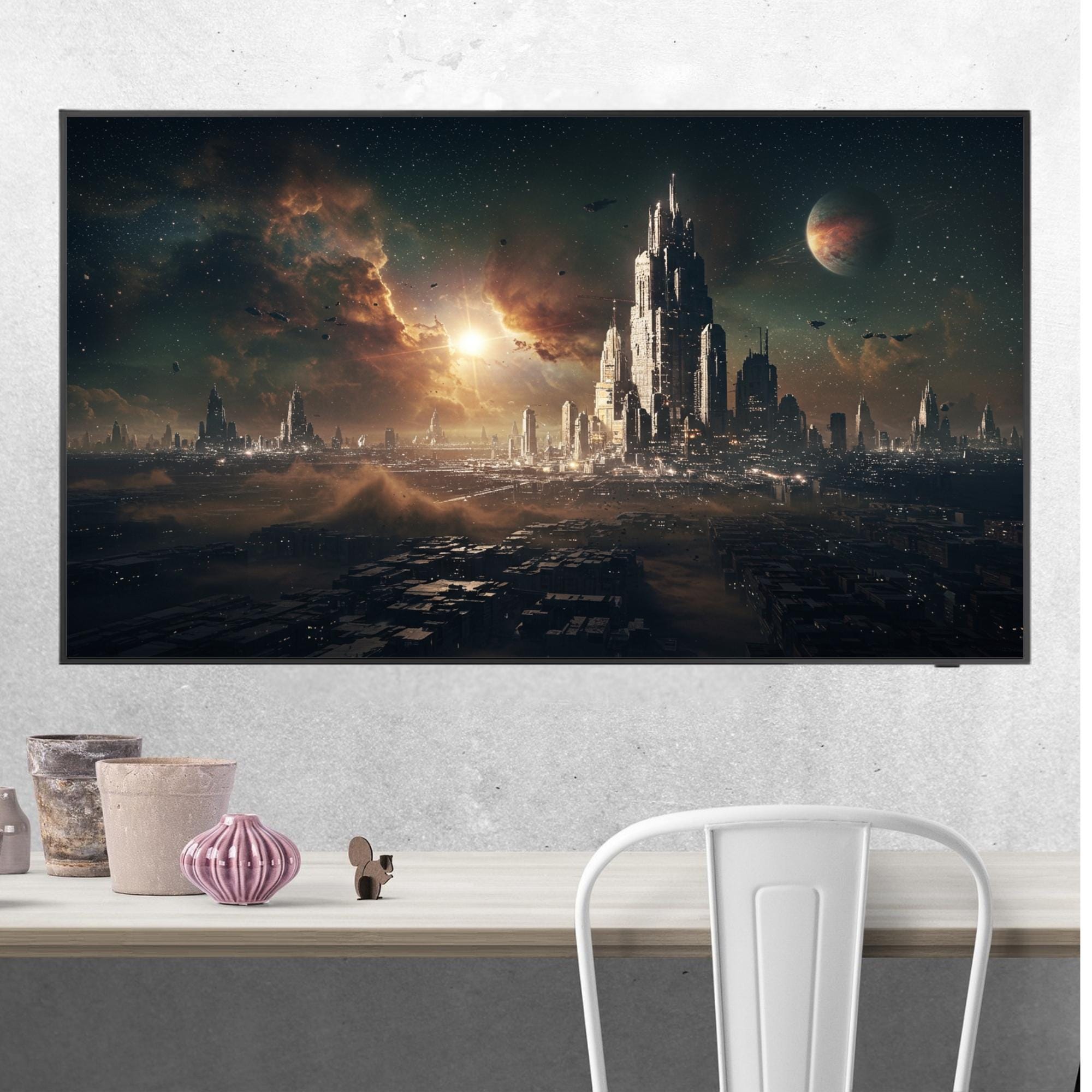 Cosmic Metropolis 8 Image Bundle Samsung Frame TV Art - Sci-Fi Cityscape Digital Download - TheFrame TV Space Collection