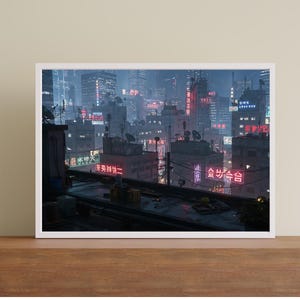 Cyberpunk Cityscape Wall Art | Neon City Digital Print | Futuristic Blade Runner Style Poster | Dystopian Art Decor | Instant Download