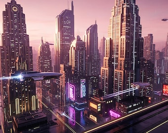 Retro Futurism Artdeco Mix One - 8 Bundle Frame TV Art - Vintage Sci Fi Cityscape Digital Download - TheFrame TV Collection