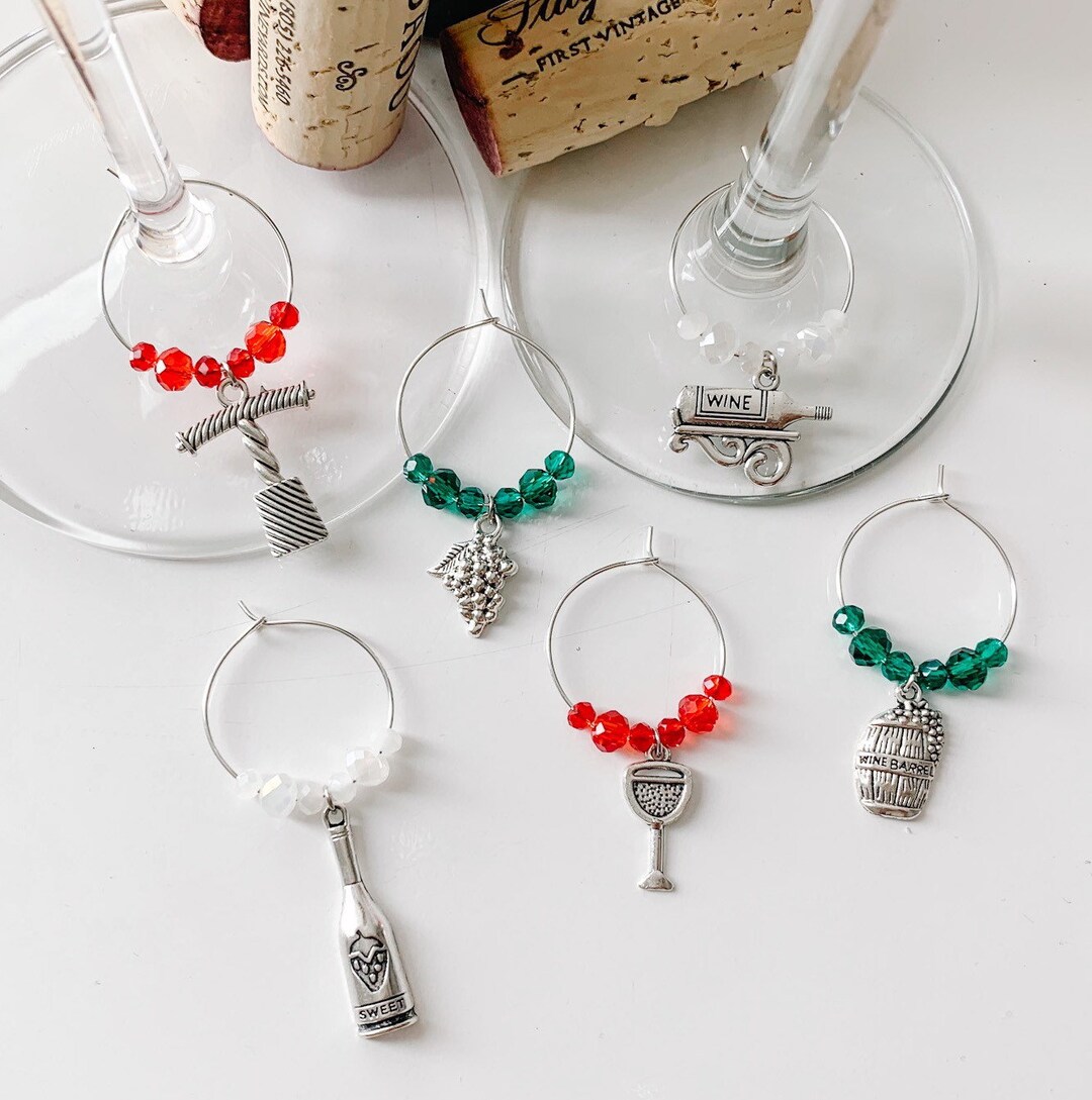 Christmas Wine Charms Holiday Wine Charms Christmas Glass Etsy