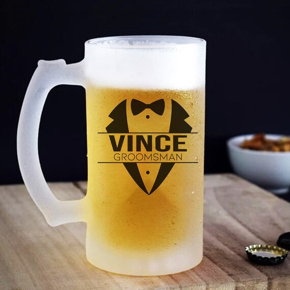 Personalized Groomsman Frosted Beer Mug Best Man Beer Mug Etsy