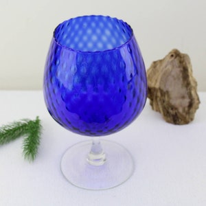 XXL glass cocktail glass candy bowl punch 70s vintage glass blue transparent with pattern handmade