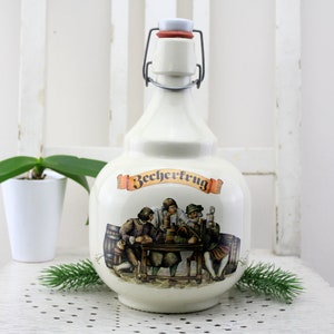 Vintage Porcelain Ceramic Bottle Bavarian Pub Decoration with Lid