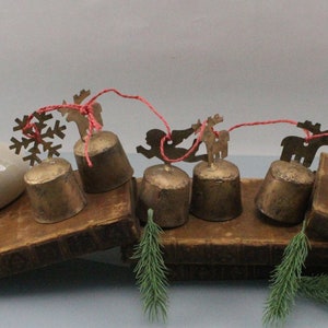 Bell collection metal bells 7 pieces with string handmade 80s bell chain