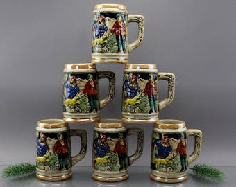 Tasses à bière allemandes des années 50 Fritzlar chope à bière tasse à bière en céramique faite à la main bière allemande boire correctement décor allemand