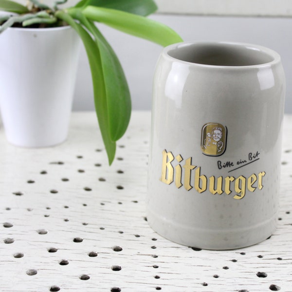 Vintage. Beer mug Bitburger 0.3 liter volume ceramic porcelain Pils glasses Bitburger German beer Oktoberfest Eifel beer