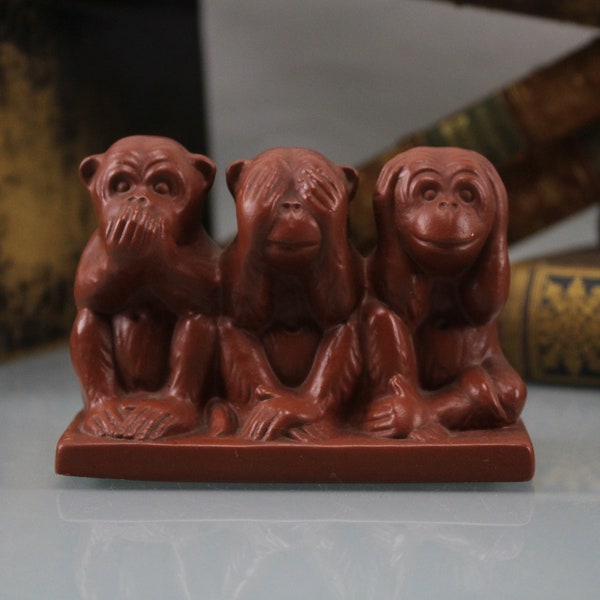 Vintage Goebel Porzellan Keramik Tier Figur 3 Affen nicht hören ,sehen ,sprechen Mid Century Keramik Figur