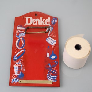 Porte-liste de courses vintage des années 1970 – Porte-mémo de cuisine rétro Denkel