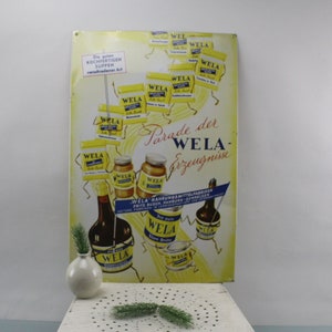 Vintage Metal Sign Billboard Advertising Advertising Sign Gas Station Sign Vintage Wela Fritz Busch Hamburg German Old Advertising