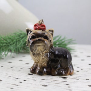 Yorkshire Terrier Goebel Precious Porcelain Figurine with Stamp Embossing Display Case Figurine Goebel Germany 515