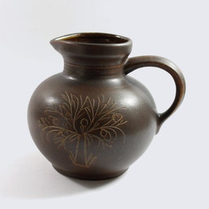 Handle carafe made of ceramic, handmade from the 70s, Mid Century Vintage wine jug