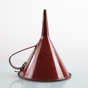 Enamel funnel metal large brown reddish white vintage Yugoslavia vintage