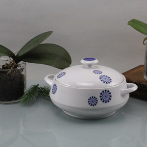 Eschenbach Bavaria Germany Soup Bowl Mid Century 70s Porcelain Blue White Blue Flower