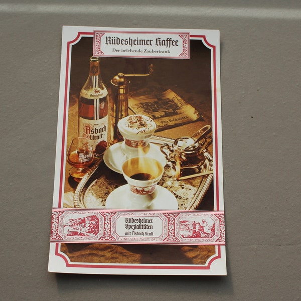 Rüdesheimer recipe card Heinrich, Asbach Uralt. Recipe card Rüdesheim specialty Rüdesheim coffee