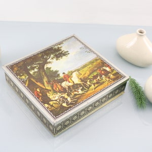 Scatola di metallo anticata, decorazione, contenitore, cucina, soggiorno, regalo, decorazione di cavalli, scatola di latta