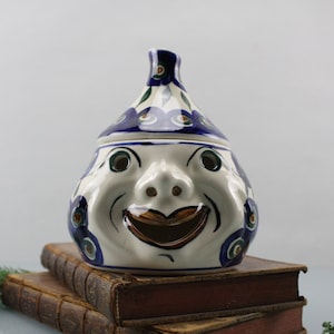 Onion pot for storing vegetables ceramic handmade 70s kitchen vintage Boleslawiec Dana Pottery onion head