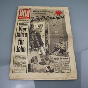 Vintage Newspaper Bild am Sonntag 23 /24 December 1956 3 Year No. 52 Old Newspaper used
