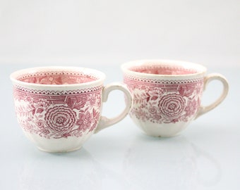 Set of 2 Villeroy & Boch SAAR cups Burgenland underglaze red vintage porcelain