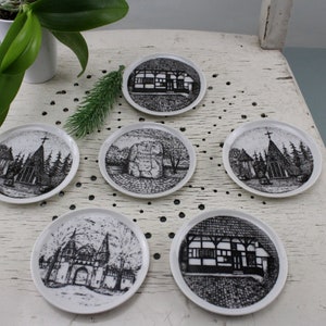 Coasters Mid Century Germany 1960s Porcelain Pictures Wall Pictures German Site Porcelain Coasters
