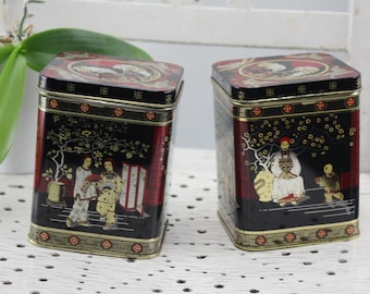 Tin cans, metal box, used, 2 pieces