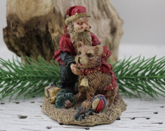 Vintage. Eighties Christmas Tree Decoration Christmas Ornament Figurine Santa Claus with Bear Plastic Seasonal Decoration