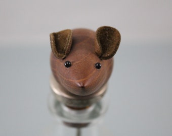 Mouse Head Bottle Stopper Bottle Spout Danish Teak Wood Bottle Stopper Mid Century Vintage