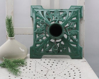 Vintage, Christmas Tree Stand Antique 1930's Metal Tree Stand Art Deco Germany Green / Metal