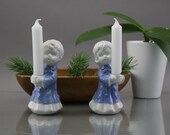 Vintage German porcelain figurine candle holder Made in Germany Original Blue White porcelain Enchanting handmade