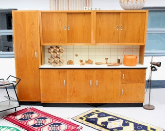 Mueble de cocina de bar de mediados de siglo de los años 60, muebles de madera, diseño Rockabilly