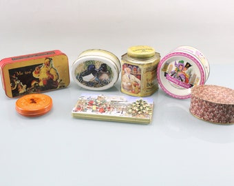 Vintage. 7 Pcs Tin Can International Cans Kitchen Decoration Metal Crates Home Decor Spices Crates