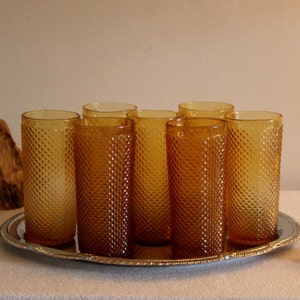 Mid Century 70s Designer Glasses Real Handcraft Yellow Glasses 0.3 Liter Large Glasses Juice Glasses