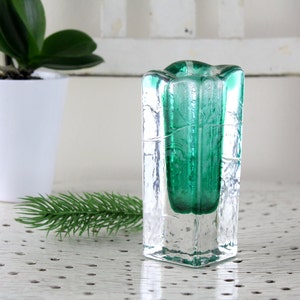 Walther Design glass vase Green Transparent - 1960s Mid Century Pop Art Rockabilly Generation Decoration