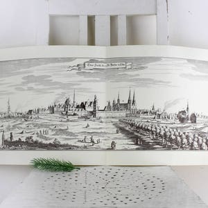 Alte deutsche Städte Bilder Wandbild zum falten  Vintage Antike Schwarz Weis Bilder  Bedruckte Bilder Kunstwerke