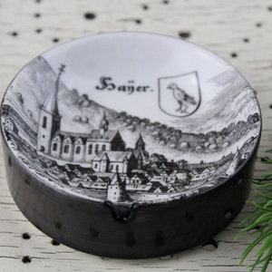 Porcelain ashtray qualitative ceramic Altenkunstadt Bavaria black white