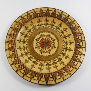 Handmade wooden plate for standing or hanging wooden wall plate wood carving work of art