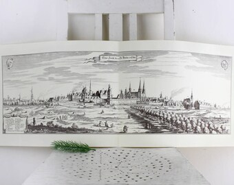 Old German Cities Pictures Wall Mural for Folding Vintage Antique Black White Pictures Made in Germany Printed Pictures Artworks