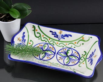 Vintage. Gorgeous Serving Plate 70s Table Decoration Bowl for Serving Ceramic Plate Handmade Mid Century