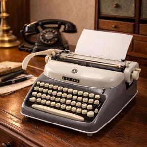 Vintage Alpina typewriter – Mechanical QWERTZ typewriter – Retro office decor – Collector's item, fully functional